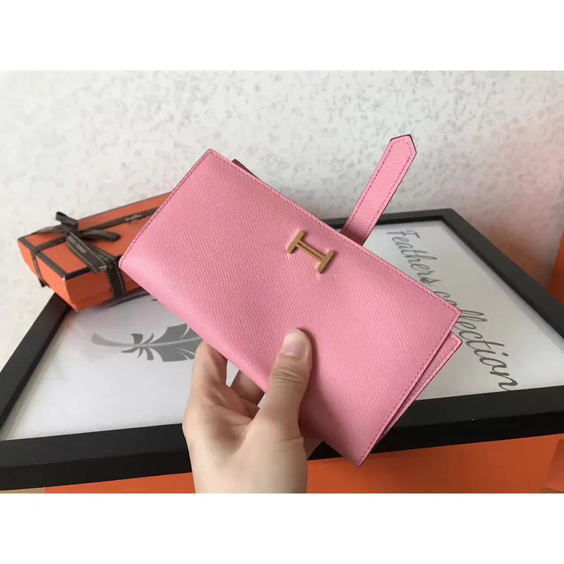 Hermes Pink Epsom Bearn Gusset Wallet
