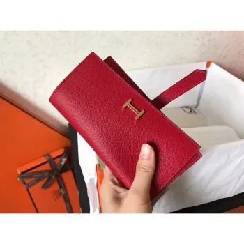 Hermes Red Epsom Bearn Gusset Wallet