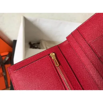 Hermes Red Epsom Bearn Gusset Wallet