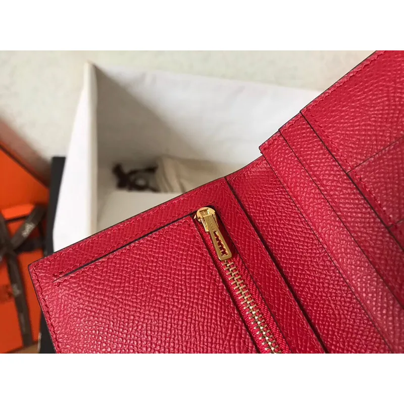 Hermes Red Epsom Bearn Gusset Wallet