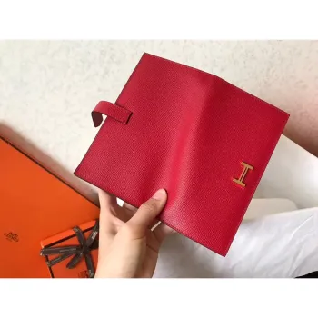 Hermes Red Epsom Bearn Gusset Wallet
