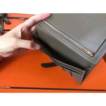 Hermes Taupe Epsom Bearn Gusset Wallet