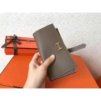 Hermes Taupe Epsom Bearn Gusset Wallet
