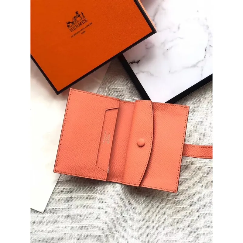 Hermes Bearn Mini Wallet In Crevette Epsom Leather