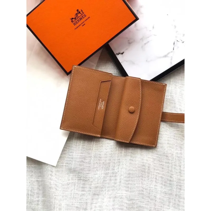 Hermes Bearn Mini Wallet In Gold  Epsom Leather