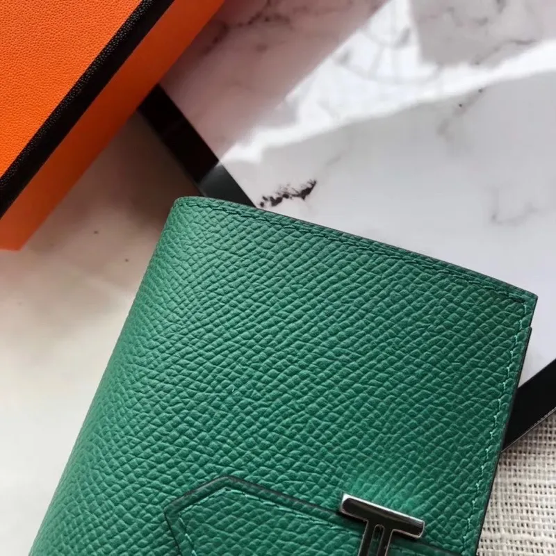 Hermes Bearn Mini Wallet In Vert Vertigo Epsom Leather