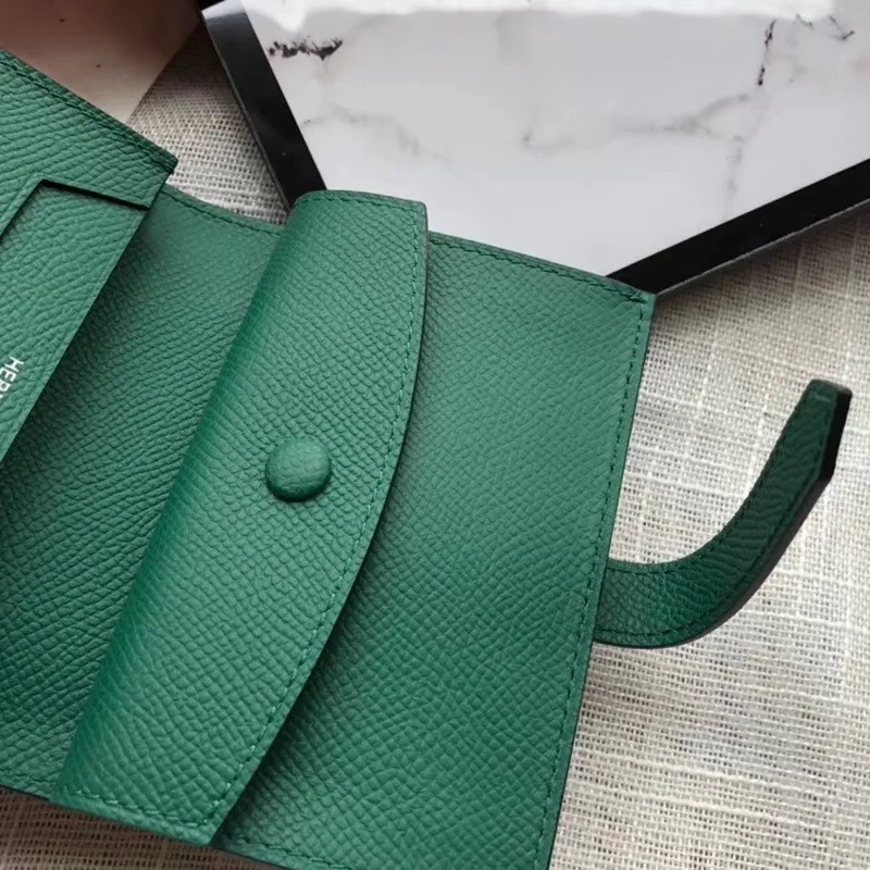 Hermes Bearn Mini Wallet In Vert Vertigo Epsom Leather