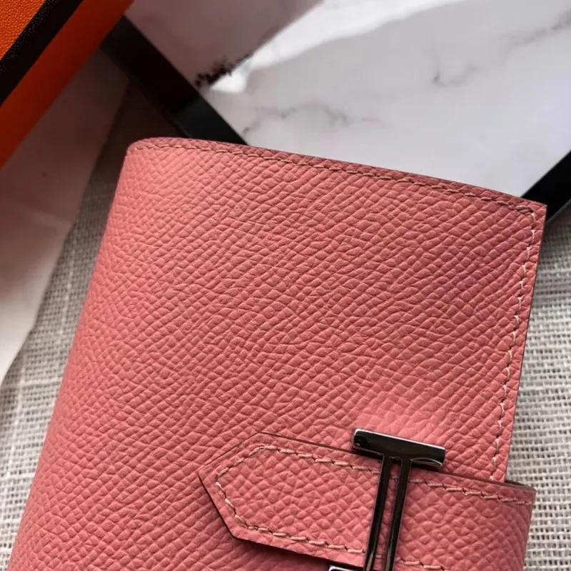 Hermes Bearn Mini Wallet In Rose Confetti Epsom Leather