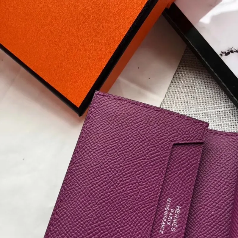 Hermes Bearn Mini Wallet In Purple Epsom Leather