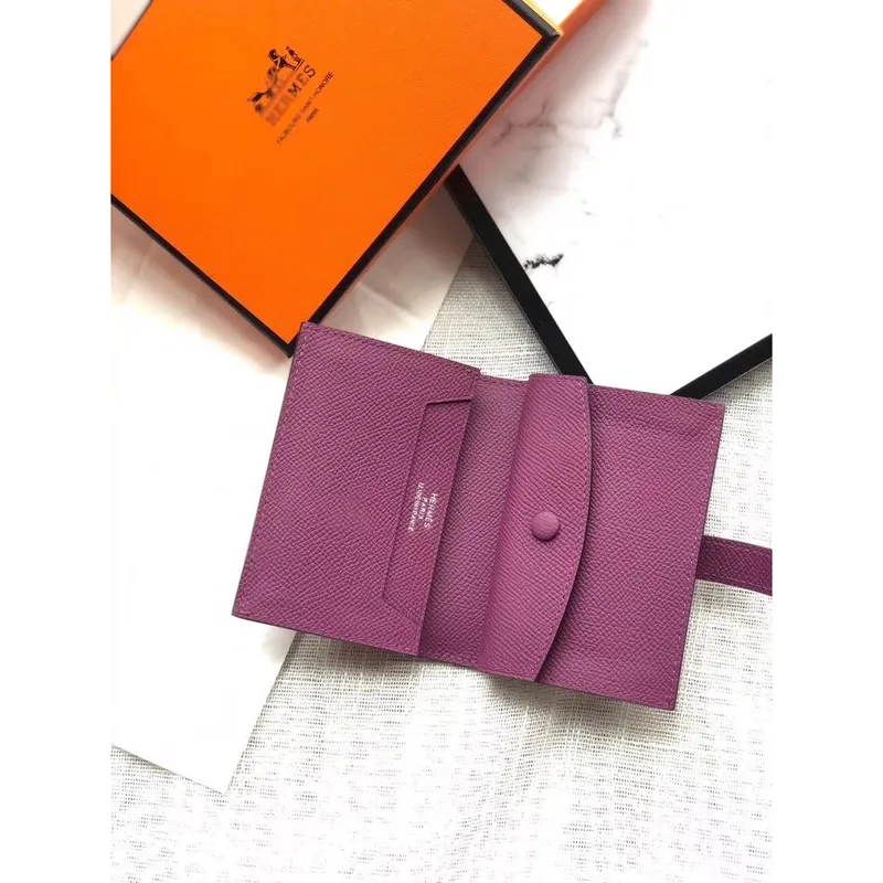 Hermes Bearn Mini Wallet In Purple Epsom Leather