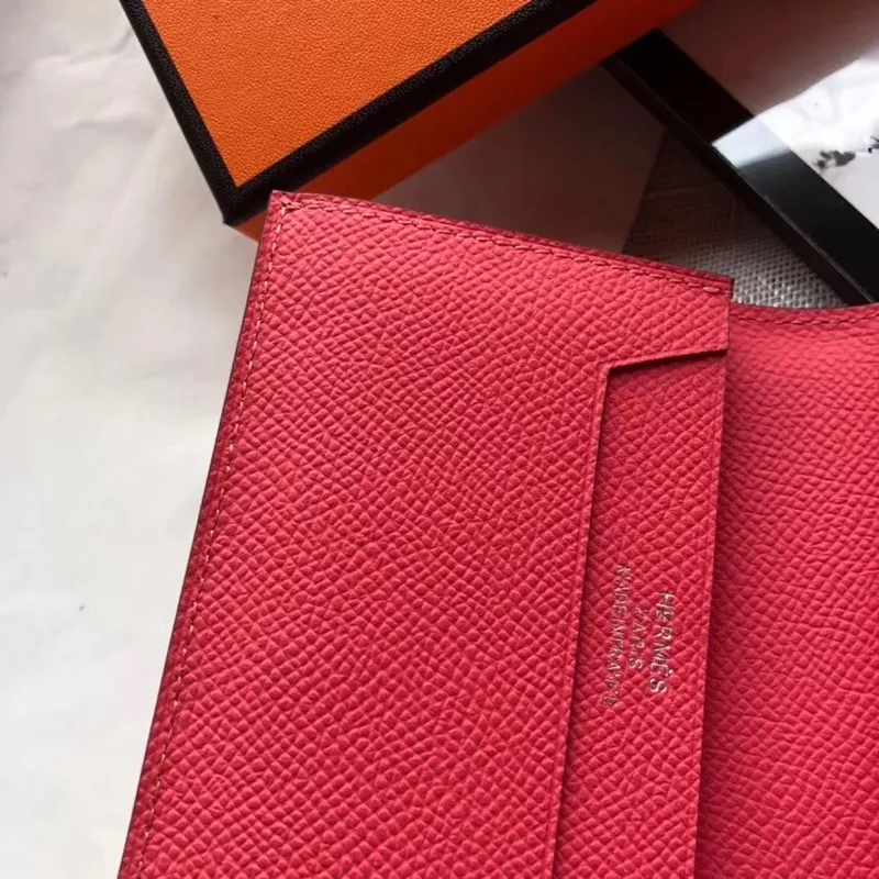 Hermes Bearn Mini Wallet In Rose Lipstick Epsom Leather