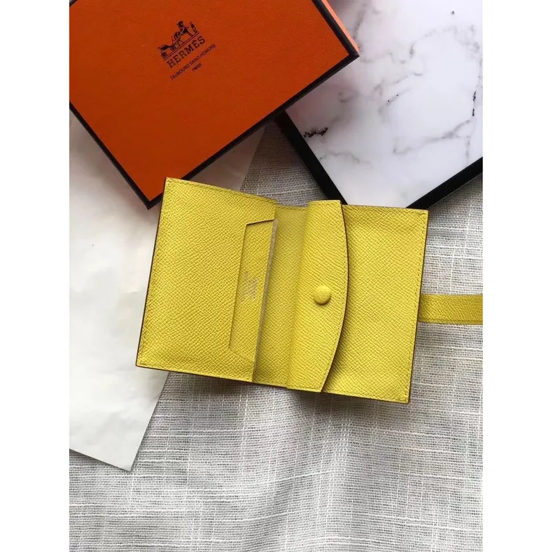 Hermes Bearn Mini Wallet In Yellow Epsom Leather