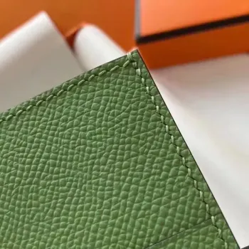 Hermes Bearn Compact Wallet In Vert Criquet Epsom Leather