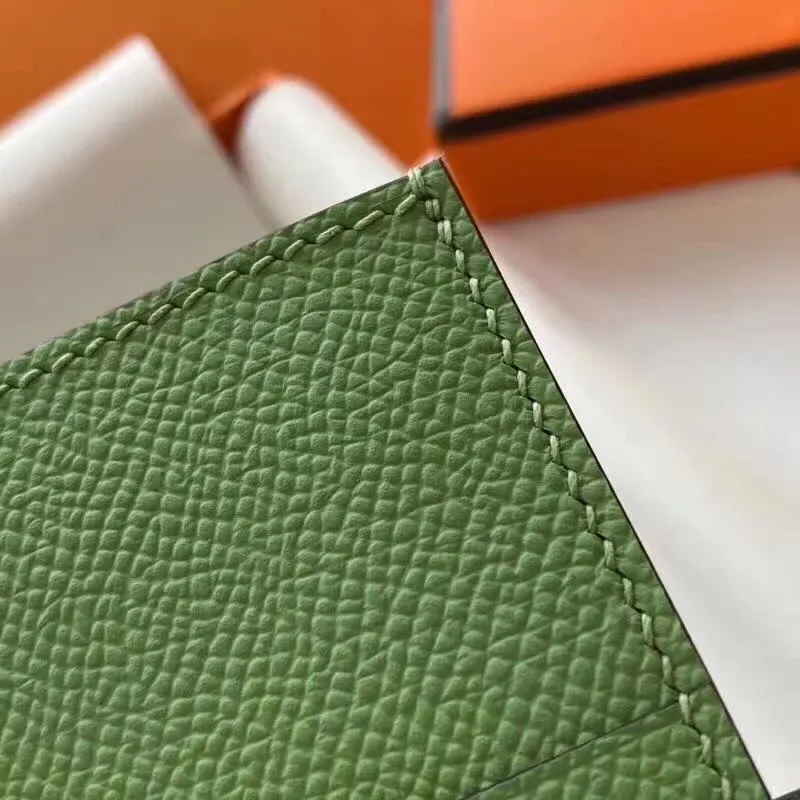 Hermes Bearn Compact Wallet In Vert Criquet Epsom Leather