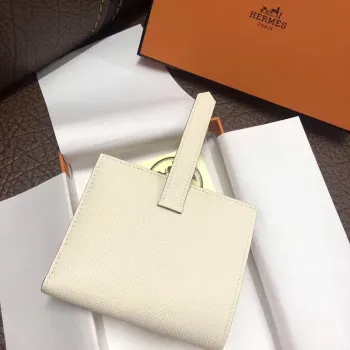 Hermes Bearn Compact Wallet In White Epsom Leather