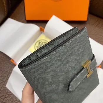 Hermes Bearn Compact Wallet In Vert Amande Epsom Leather