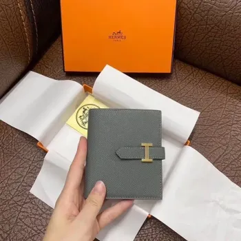 Hermes Bearn Compact Wallet In Vert Amande Epsom Leather