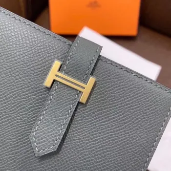 Hermes Bearn Compact Wallet In Vert Amande Epsom Leather