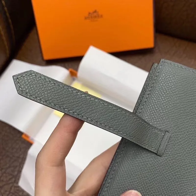 Hermes Bearn Compact Wallet In Vert Amande Epsom Leather