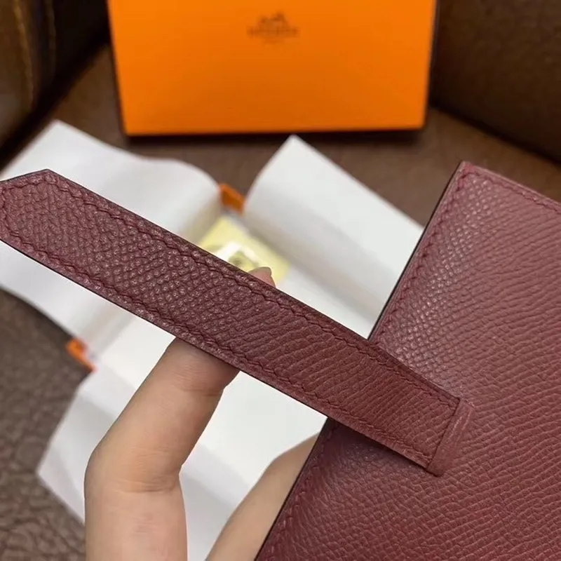 Hermes Bearn Compact Wallet In Bordeaux Epsom Leather