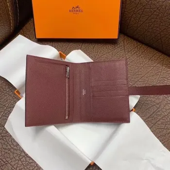 Hermes Bearn Compact Wallet In Bordeaux Epsom Leather