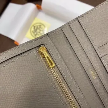 Hermes Bearn Compact Wallet In Gris Asphalt Epsom Leather