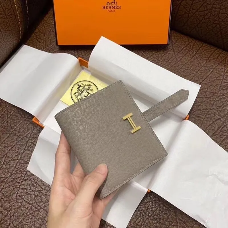 Hermes Bearn Compact Wallet In Gris Asphalt Epsom Leather