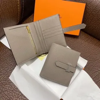 Hermes Bearn Compact Wallet In Gris Asphalt Epsom Leather