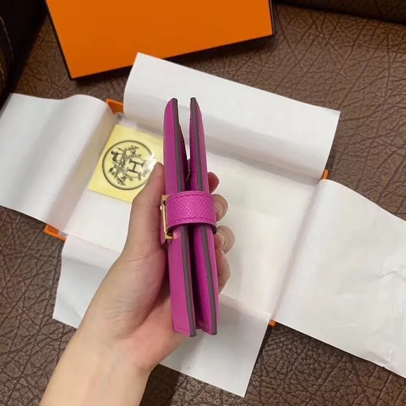 Hermes Bearn Compact Wallet In Magnolia Epsom Leather