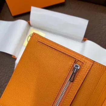 Hermes Bearn Compact Wallet In Orange Epsom Leather
