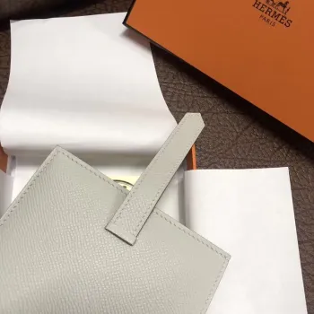 Hermes Bearn Compact Wallet In Pearl Grey Epsom Leather