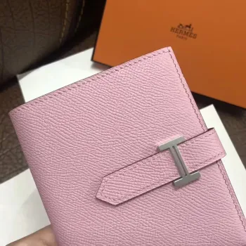 Hermes Bearn Compact Wallet In Pink Epsom Leather