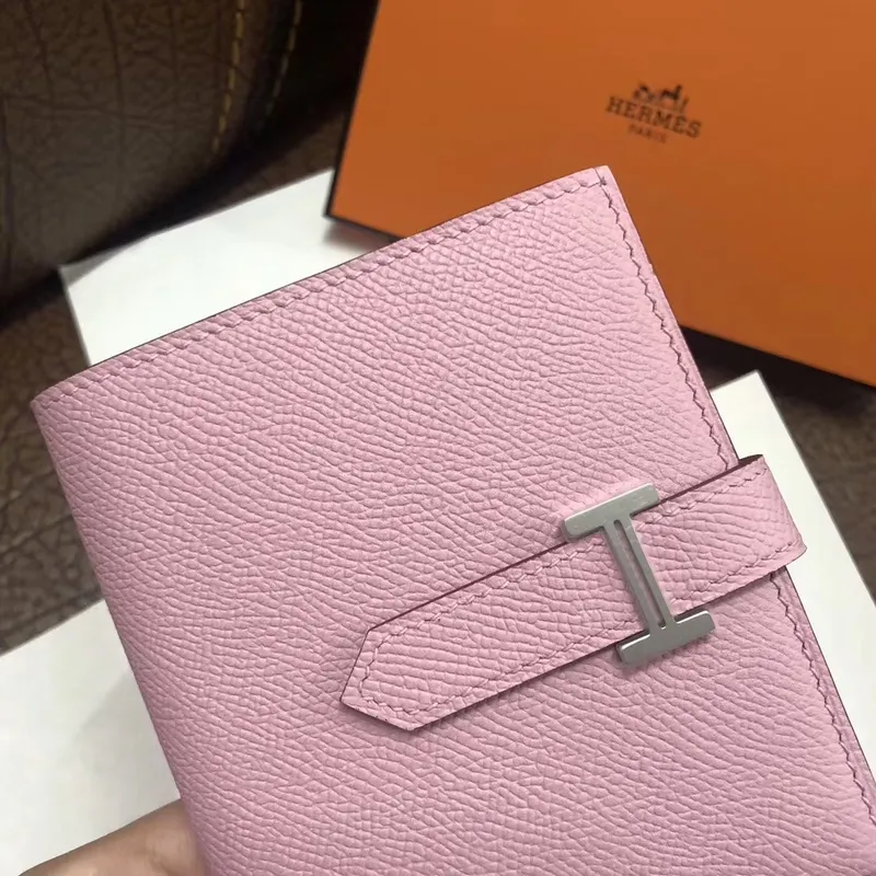 Hermes Bearn Compact Wallet In Pink Epsom Leather