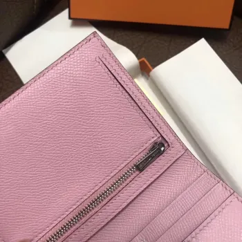 Hermes Bearn Compact Wallet In Pink Epsom Leather