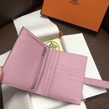 Hermes Bearn Compact Wallet In Pink Epsom Leather