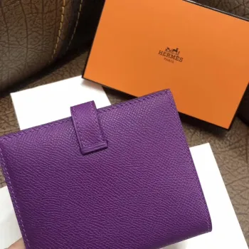 Hermes Bearn Compact Wallet In Purple Epsom Leather