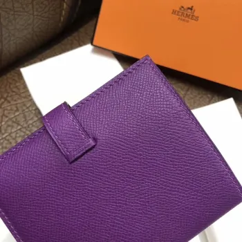 Hermes Bearn Compact Wallet In Purple Epsom Leather