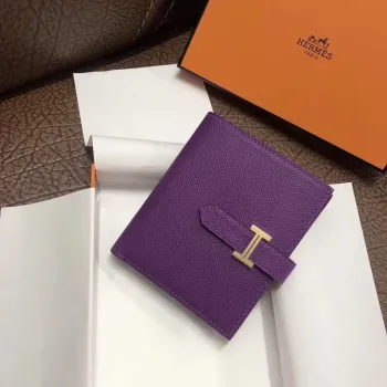 Hermes Bearn Compact Wallet In Purple Epsom Leather