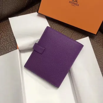 Hermes Bearn Compact Wallet In Purple Epsom Leather