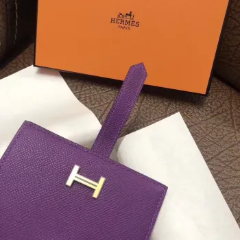 Hermes Bearn Compact Wallet In Purple Epsom Leather