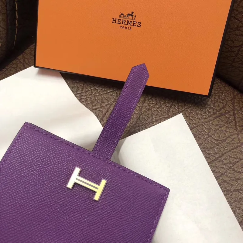 Hermes Bearn Compact Wallet In Purple Epsom Leather