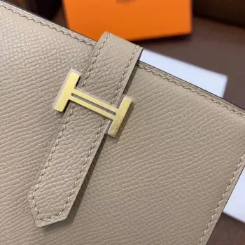 Hermes Bearn Compact Wallet In Trench Epsom Leather
