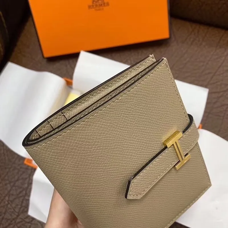 Hermes Bearn Compact Wallet In Trench Epsom Leather