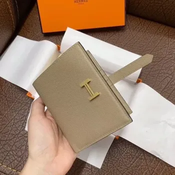 Hermes Bearn Compact Wallet In Trench Epsom Leather