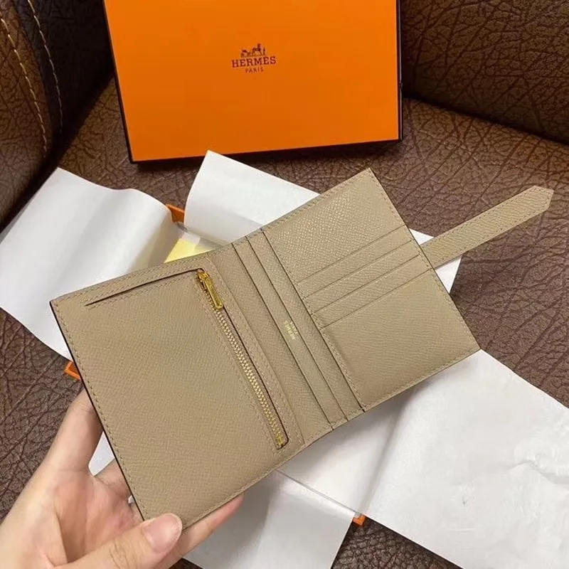 Hermes Bearn Compact Wallet In Trench Epsom Leather
