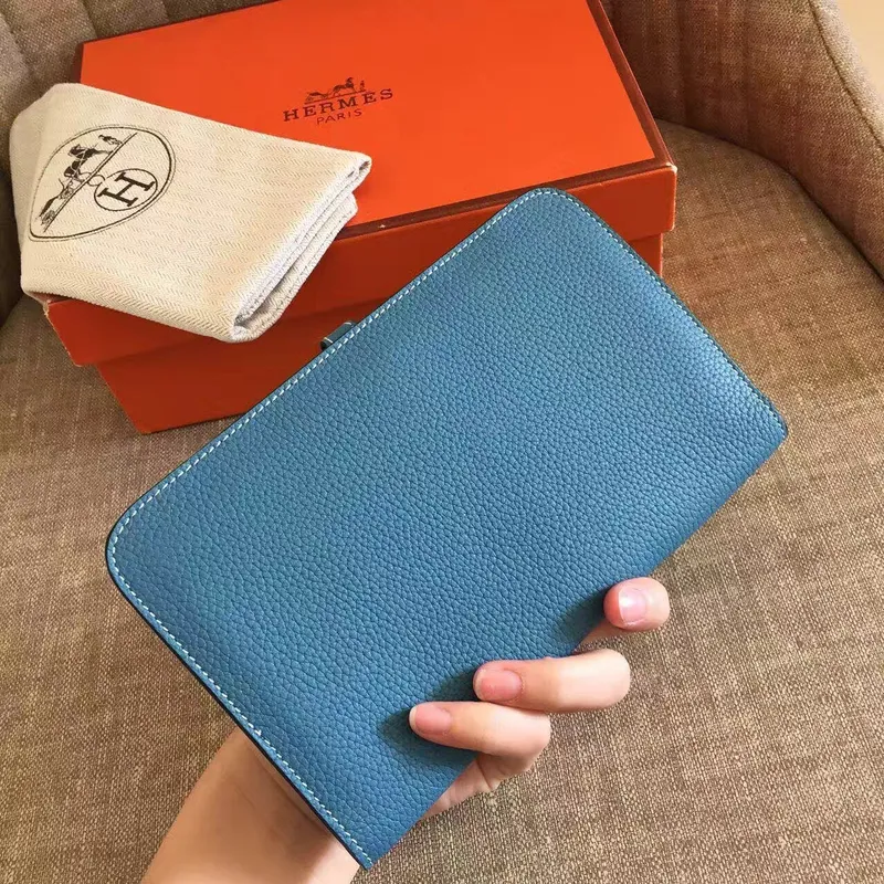 Hermes Blue Jean Dogon Duo Combined Wallet