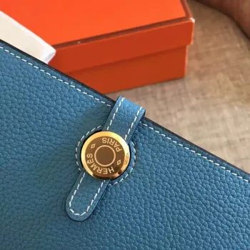 Hermes Blue Jean Dogon Duo Combined Wallet