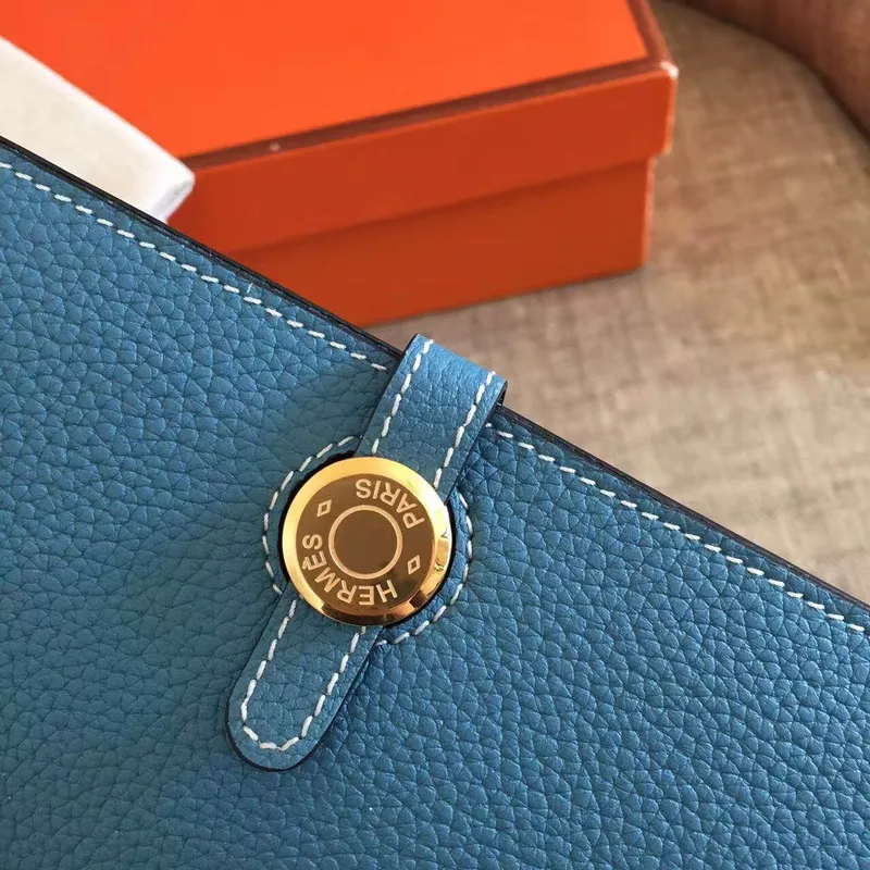 Hermes Blue Jean Dogon Duo Combined Wallet