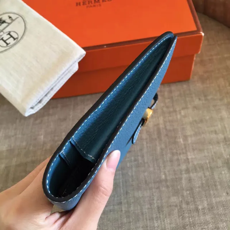 Hermes Blue Jean Dogon Duo Combined Wallet