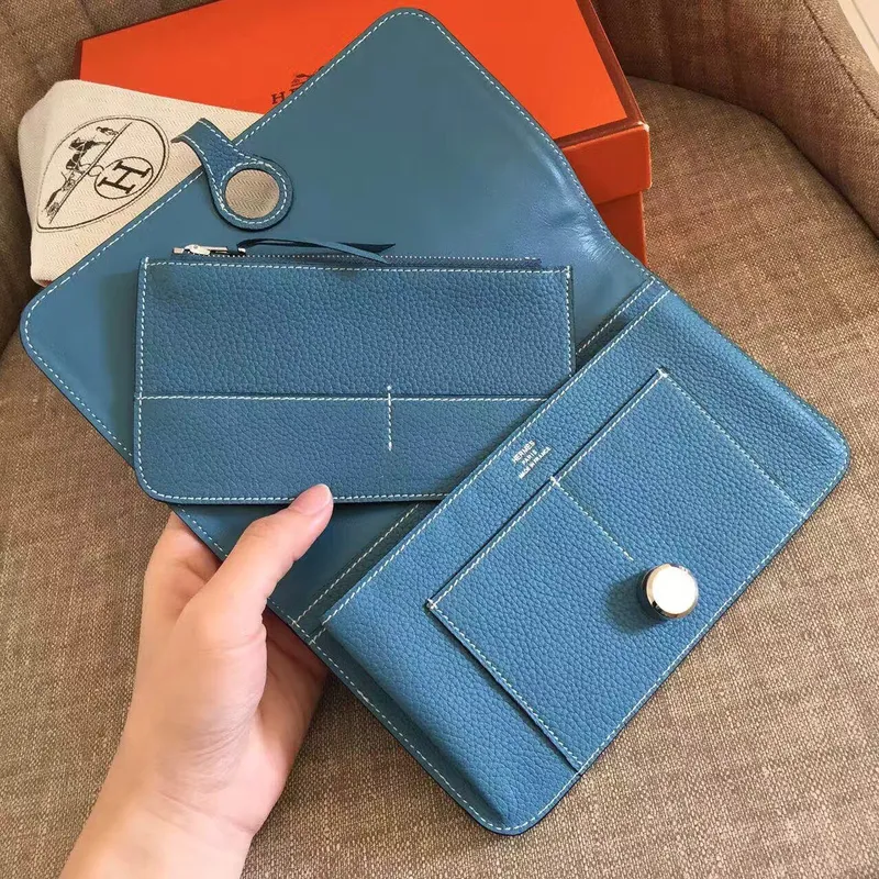 Hermes Blue Jean Dogon Duo Combined Wallet